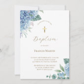 Hydrangea watercolor flowers Baptism Invitation 招待状 (正面)