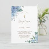 Hydrangea watercolor flowers Baptism Invitation 招待状 (スタンド正面)