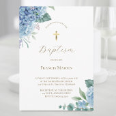 Hydrangea watercolor flowers Baptism Invitation 招待状