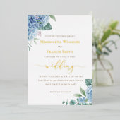 Hydrangea watercolor | wedding Invitation 箔招待状 (立ち正面)