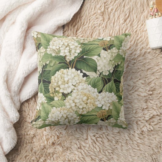 Hydrangea watercolour floral Boho retro flowers クッション (ブランケット)