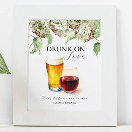Hydrangea Wedding Decor Open Bar Signs ポスター