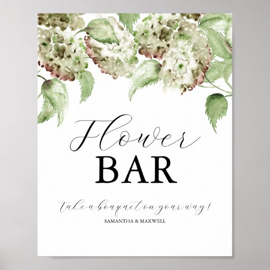Hydrangea Wedding Flower Bar Signs ポスター (正面)