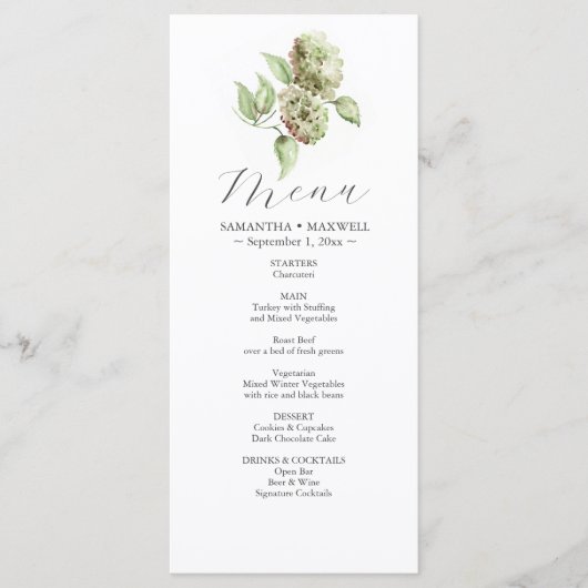 Hydrangea Wedding Menus  メニュー (正面)