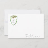Hydrangea Wedding Monogram Thank You Stationery ノートカード (正面)