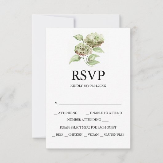 Hydrangea Wedding RSVP Cards (正面)
