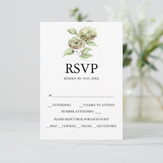 Hydrangea Wedding RSVP Cards (スタンド正面)