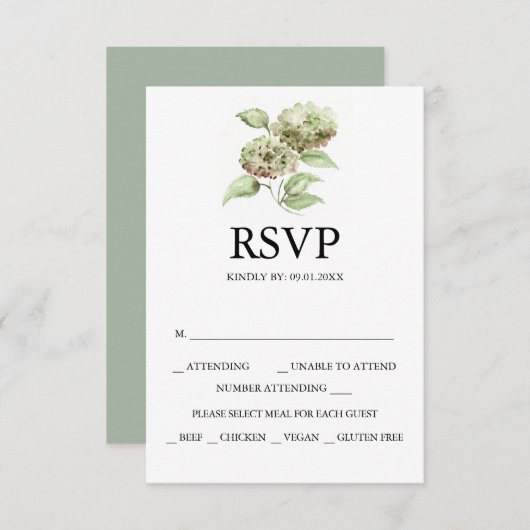Hydrangea Wedding RSVP Cards (正面/裏面)