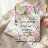Hydrangeas and roses Budget Wedding Invitation 招待状
