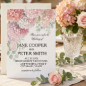  Hydrangeas and roses pastel colours 招待状