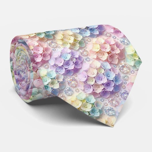  Hydrangeas & Diamonds | Pastel Rainbow Neck Tie ネクタイ (ロール)