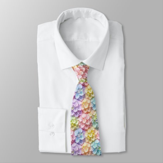  Hydrangeas & Diamonds | Pastel Rainbow Neck Tie ネクタイ (タイ)