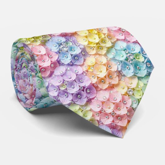  Hydrangeas & Diamonds | Pastel Rainbow Neck Tie ネクタイ (ロール)