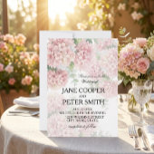 Hydrangeas pastel pink colours. Wedding Invitation 招待状