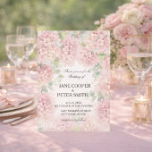 Hydrangeas pastel pink colours. Wedding Invitation 招待状