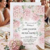 Hydrangeas pastel pink colours. Wedding Invitation 招待状