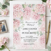 Hydrangeas pastel pink colours. Wedding Invitation 招待状