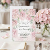 Hydrangeas pastel pink colours. Wedding Invitation 招待状