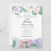Hydrangeas Roses Wedding Anniversary Invitations 招待状 (正面)