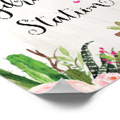 Hydration Station Drink Sign Floral Fiesta Shower ポスター (角)