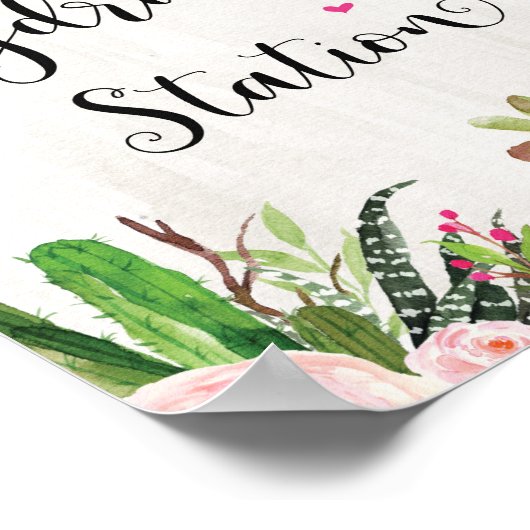 Hydration Station Drink Sign Floral Fiesta Shower ポスター (角)