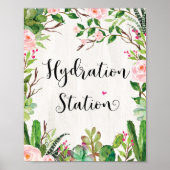 Hydration Station Drink Sign Floral Fiesta Shower ポスター (正面)