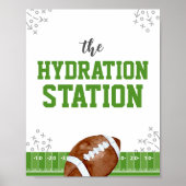 Hydration Station Football Birthday Drinks Sign ポスター (正面)
