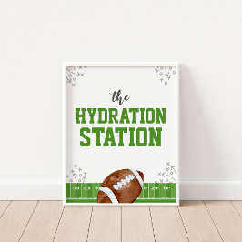 Hydration Station Football Birthday Drinks Sign ポスター