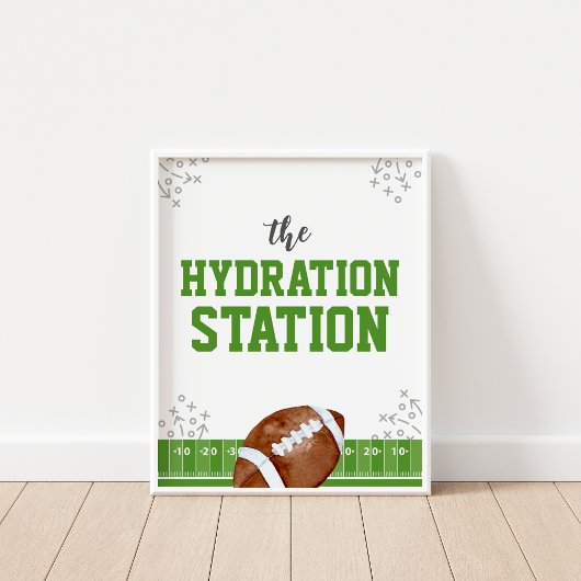 Hydration Station Football Birthday Drinks Sign ポスター