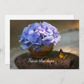 Hydrengea Flower Flat日付カードを保存 セーブザデート (正面/裏面)