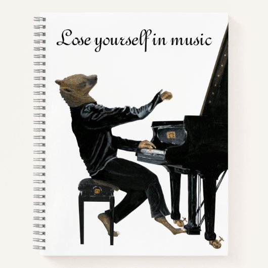 Hyenaピアノ音楽ピアニストファンタジーアートノート ノートブック (正面)