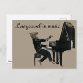 Hyenaピアノ音楽ピアニストファンタジーアートハガキ ポストカード (正面/裏面)