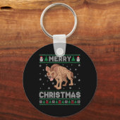 Hyena動物の男性の女性の子供の醜いクリスマスセーター キーホルダー (正面)