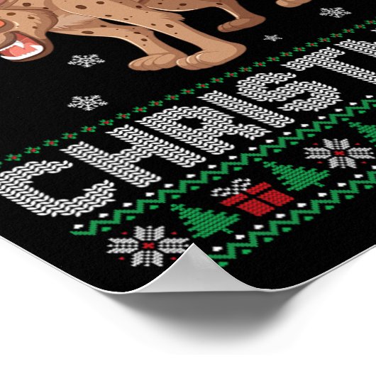 Hyena動物の男性の女性の子供の醜いクリスマスセーター ポスター (角)