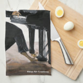 Hyena Piano Music Playerファンタジーアートキッチンタオル キッチンタオル (四つ折り)