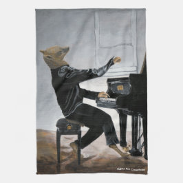 Hyena Piano Music Playerファンタジーアートキッチンタオル キッチンタオル