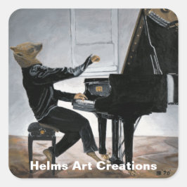 Hyena Piano Music Playerファンタジーアートステッカー スクエアシール