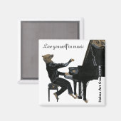 Hyena Piano Music Playerファンタジーアートボタンマグネット マグネット (正面/裏面)