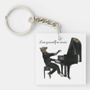 Hyena Piano Music PlayerファンタジーArt Keychain キーホルダー