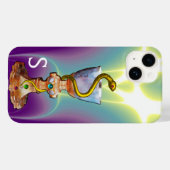 HYGEIA薬のボウル，薬局モノグラムティール（緑がかった色） Case-Mate iPhoneケース (裏面 (横))