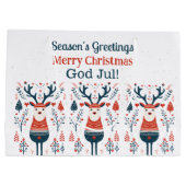 Hyggeクリスマスディアーデザイン – カスタマイズ可能なScandi ラージペーパーバッグ (裏面)