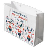 Hyggeクリスマスディアーデザイン – カスタマイズ可能なScandi ラージペーパーバッグ (裏面アングル)