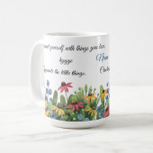 hygge、名前onカラフル水彩花15oz コーヒーマグカップ (正面左)