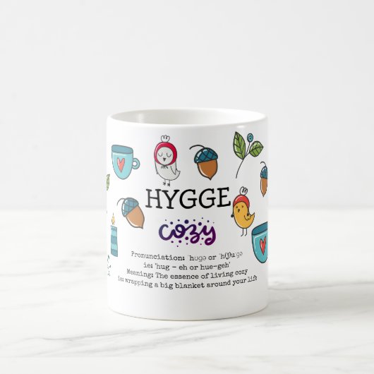 Hygge – 意味と発音かわいいドードル コーヒーマグカップ (中央)
