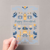 Hygge Blue | Yellow Unique Happy Hanukkah アクリル招待状 (インサイチュ (ポータブル))