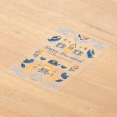 Hygge Blue | Yellow Unique Happy Hanukkah アクリル招待状 (レイダウン)