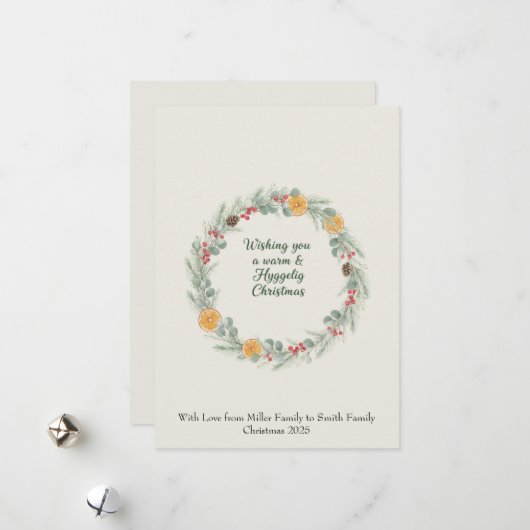 Hygge Christmas Wreath Card — Holiday Greetings シーズンカード (正面/裏面インサイチュ)