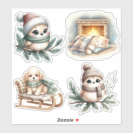 Hygge Cottagecore あったかい冬のビニールステッカー シール