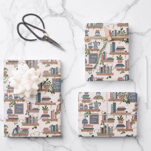 Hygge Cozy Book Corner ラッピングペーパーシート (正面)