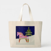 Hygge Horse with Pine Tree Tote Bag ラージトートバッグ (裏面)